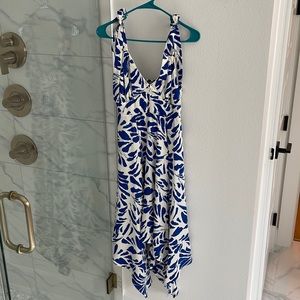 NWT Alexis X Target Botanical Tie Strap Asymmetrical Hem Midi Dress Size XS